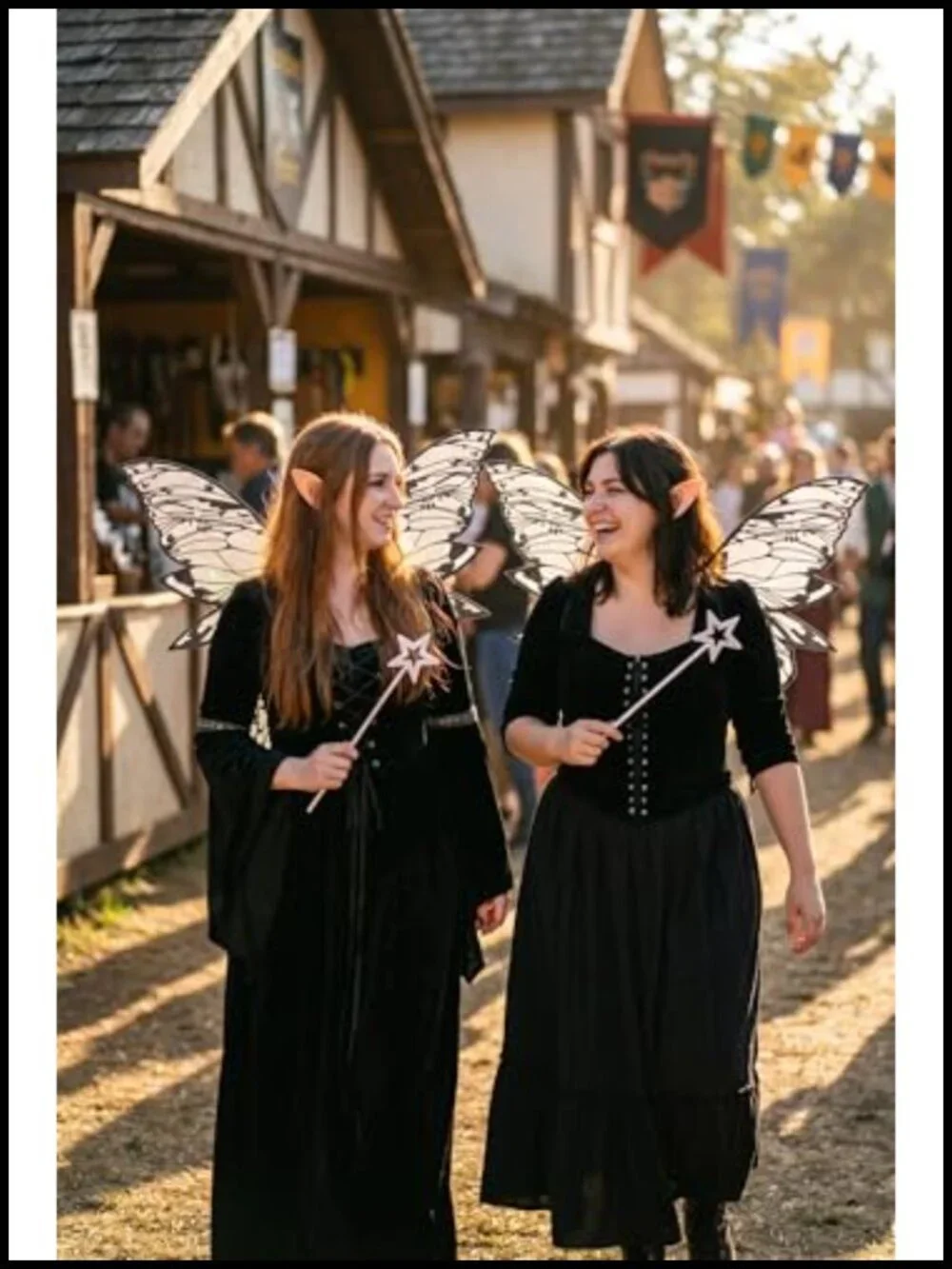 Large Fairy Wings Adult Costume Set Iridescent Organza with Star Wand & Elf Ears